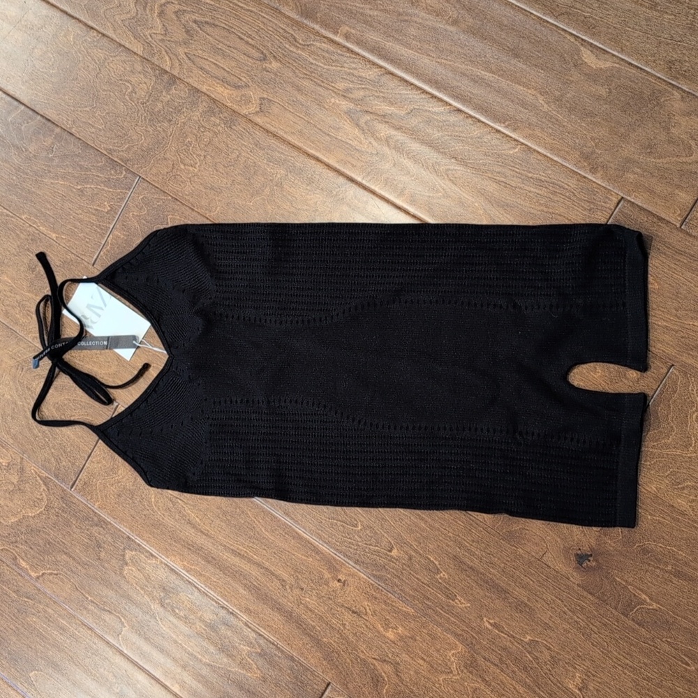 NWT Zara Limitless Contour Collection Halter Romper Shorts Black Size M-L